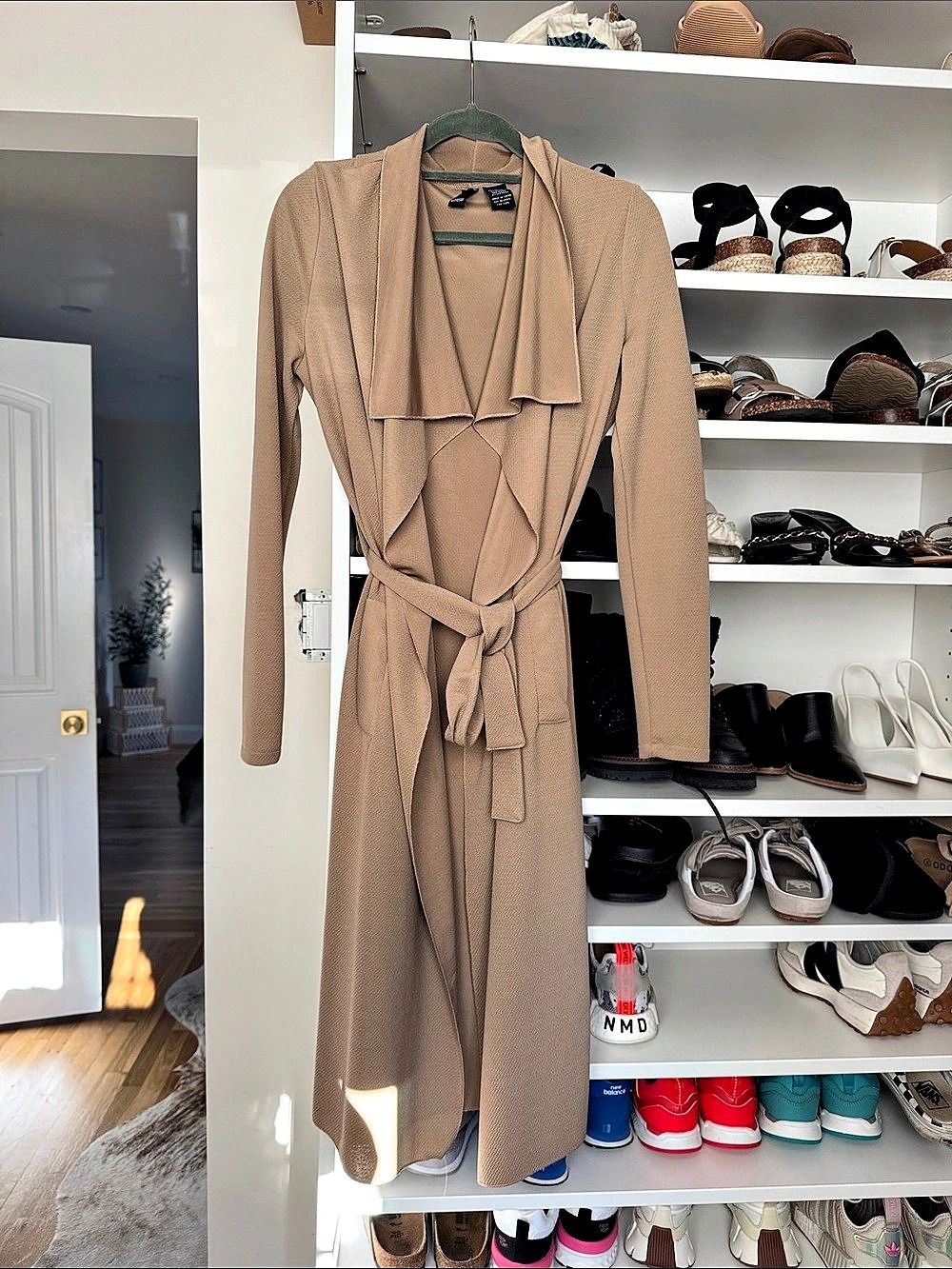 Windsor Draped Tie-Front Coat in Brown Size Small Like New